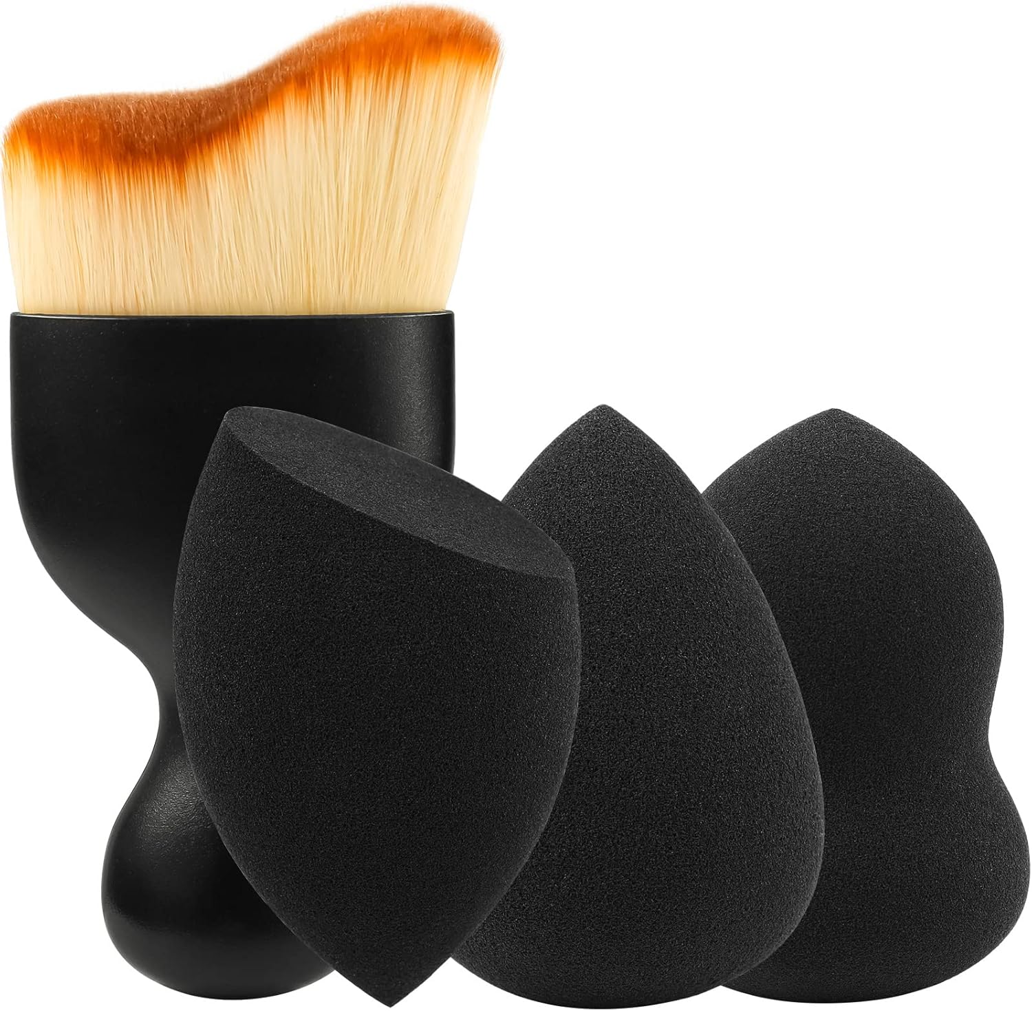 BEAKEY 3+1 Pcs Makeup Blender with Kabuki Contour Brush, Beauty Sponge