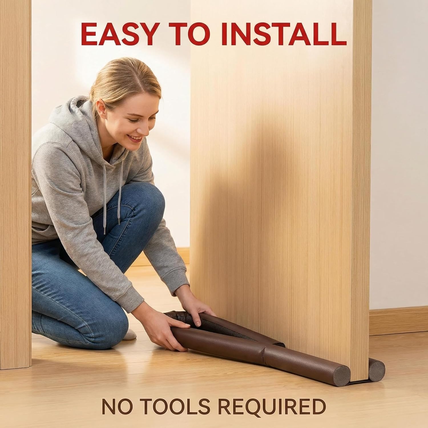 6pcs Door Draft barrier, Soundproof Weather Stripping, U - Shaped Seal Strip, Brown, for Home & Office(Brown)