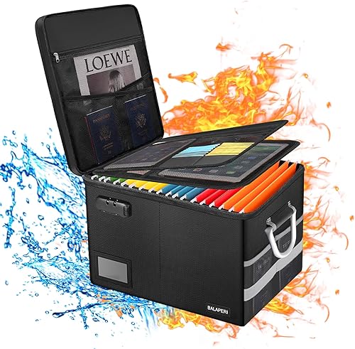 BALAPERI Caja de documentos ignífuga rosa, organizador de archivos portátil para carpetas de archivos colgantes de cartalegal, organizador de