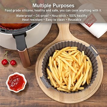 Silicone Air Fryer Liners Round,Pot 2 Pcs 6.5inch Reusable Air Fryer Basket