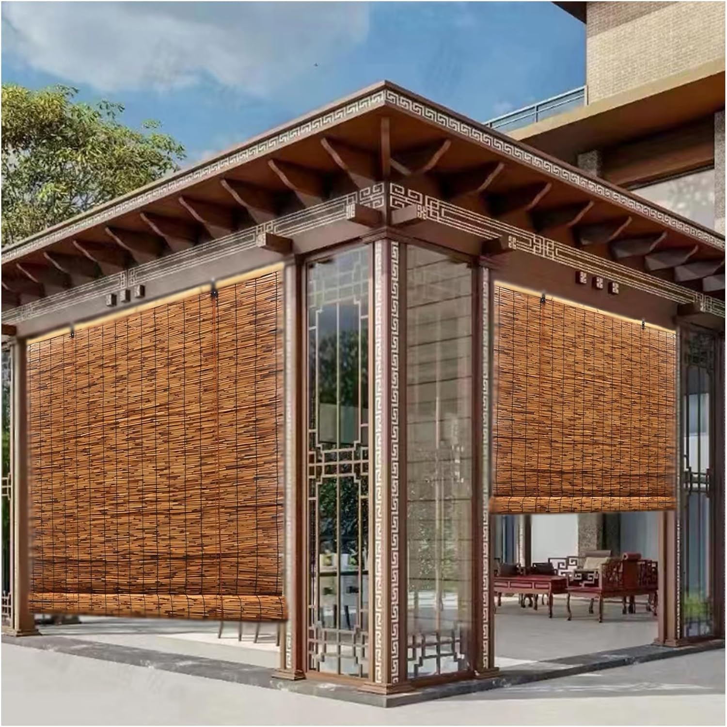 MObyat 風通し ブラインド 天津すだれ 巻き上げ目隠し 竹すだれ 屋外/屋内装飾用 天然すだれ 日焼け止めすだれ 竹製スクリー