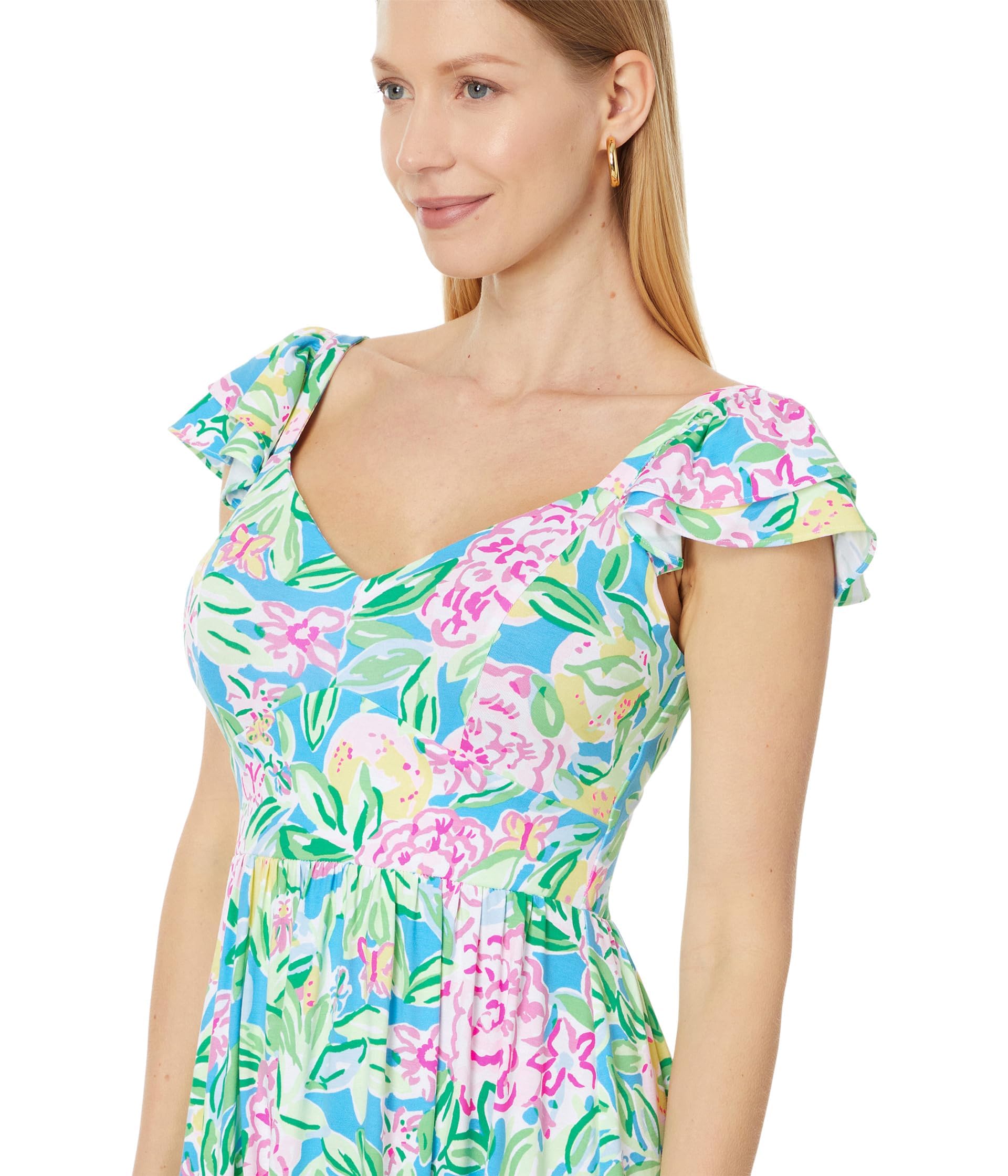 Lilly Pulitzer Womens Bayleigh Flutter Sleeve Midi Mult | B2B Liquidation
