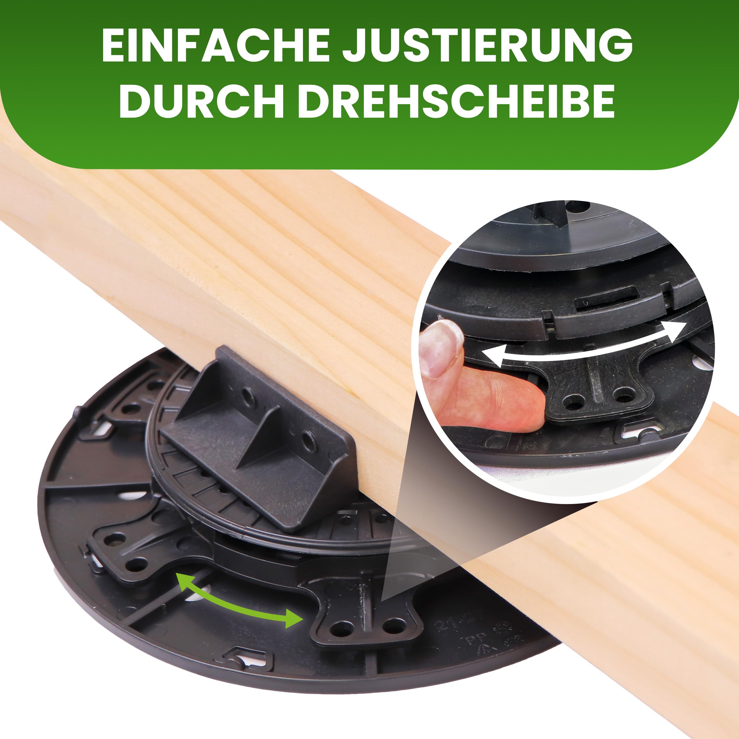 Gartenwelt Riegelsberger Justierbarer Balkenlager PRO Terrassenlager Stelzlager für Holz WPC Aluminium BPC Hartholz Unterkonstruktion höhenverstellbar 21-27 mm | 126 Stück (1 Karton)