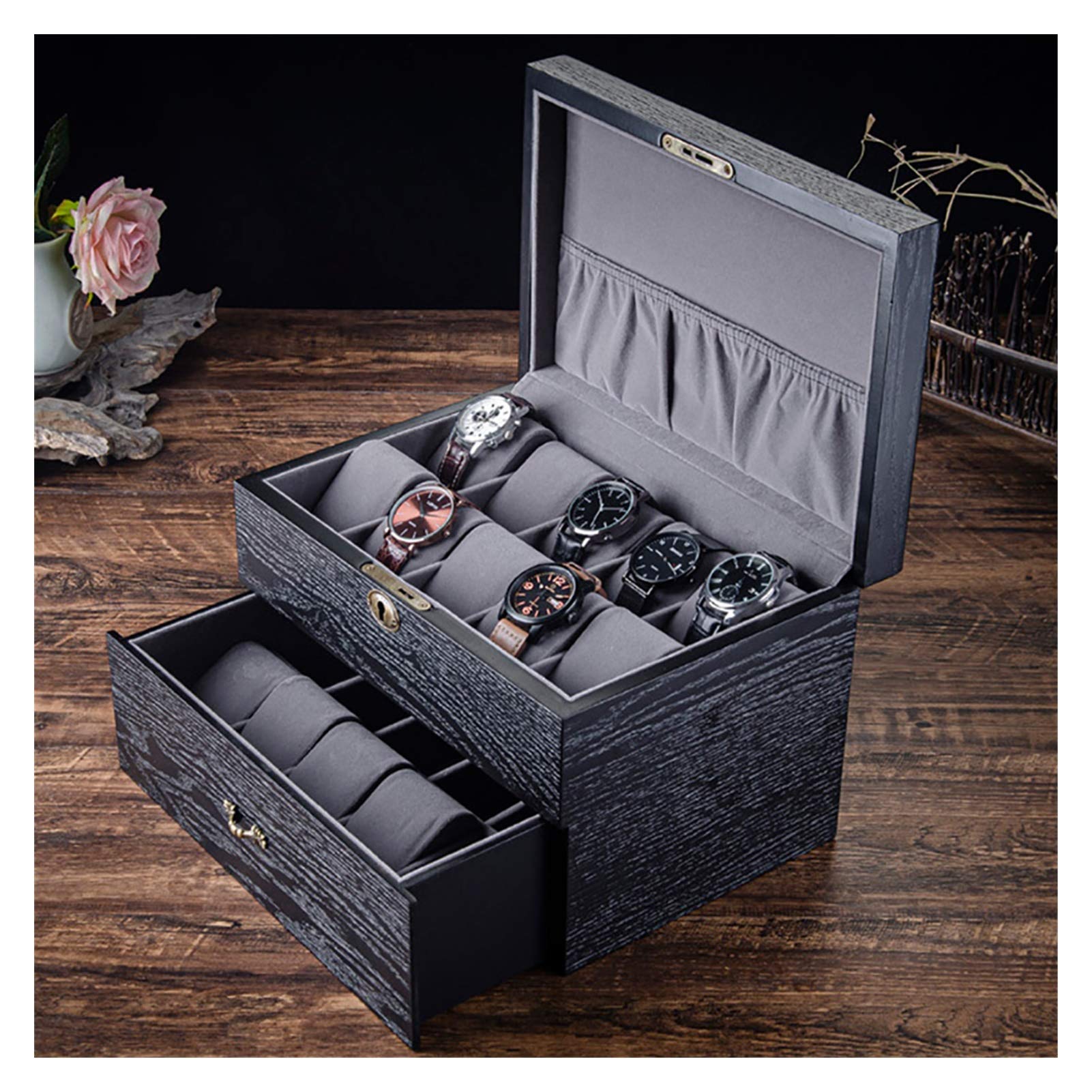 Organisateur Montres En Bois - Présentoir à Bracelets, Noir, Neuf Avec étiquettes