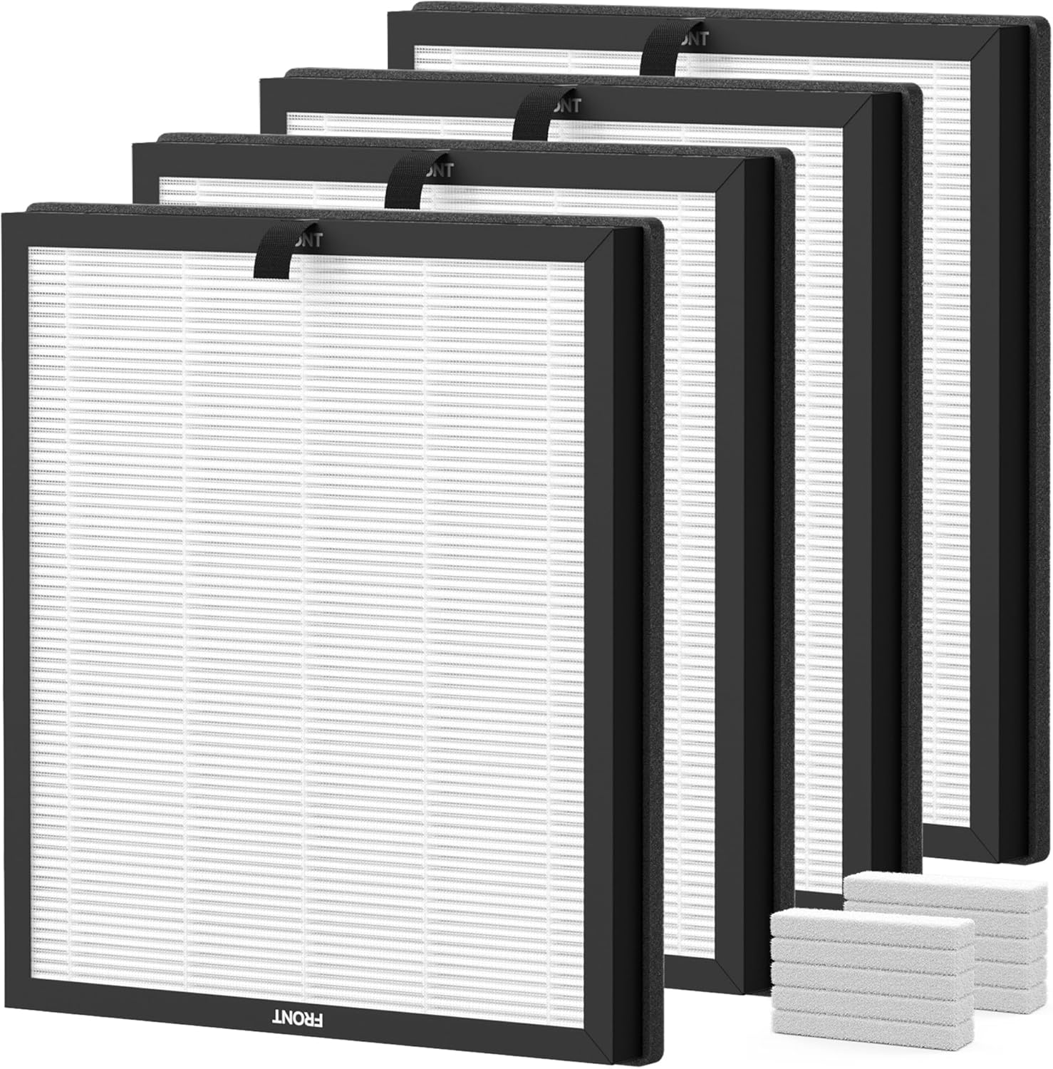 True HEPA Replacement Filter Compatible with SereneLife Air Purifier, AIRTOK AP2301 and Honeyuan ZY3866G Air Purifiers, 3-in-1 High-Efficiency Air Filter, 4 Pack