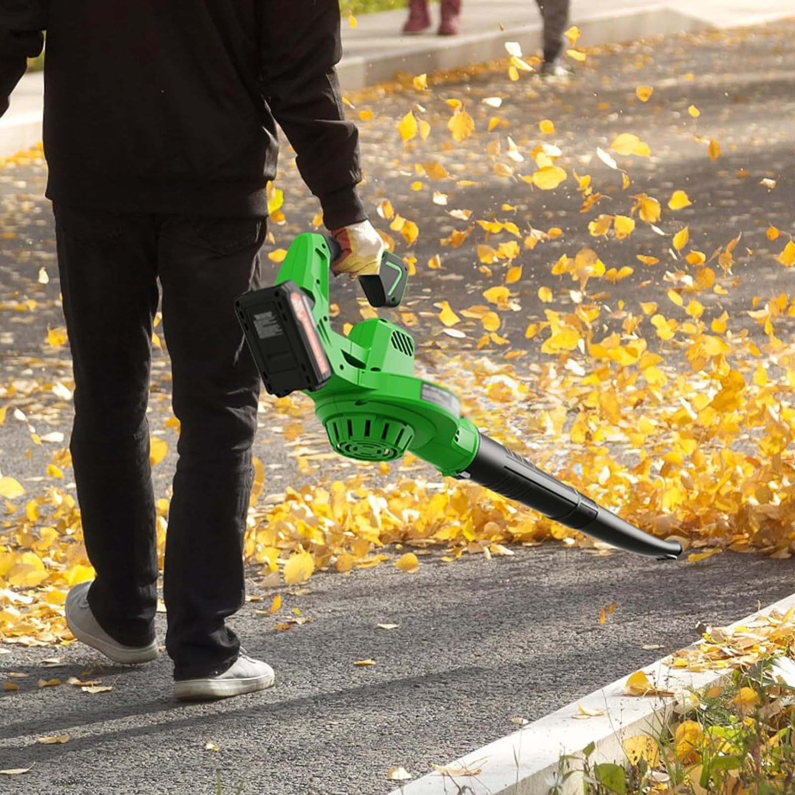Soffiatore portatile per foglie, design ergonomico potente, regolabile a bassa e alta velocità, leggero e comodo per la cura del prato del giardino e per spazzare la neve delle foglie