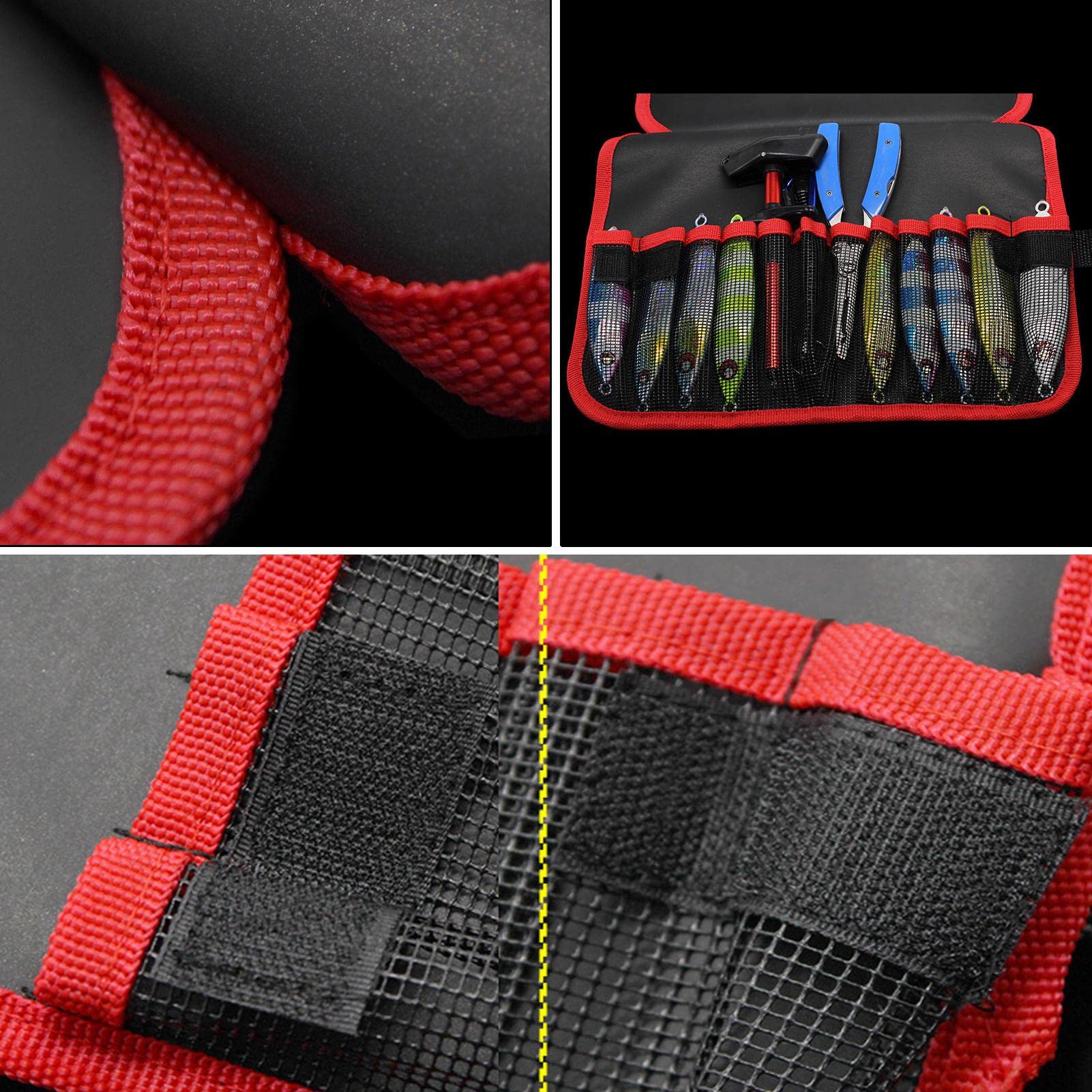 Organizer Attrezzi Pesca Lasuroa Borsa Esche Da Pesca Arrotolabile | 6 Tasche | PVC Impermeabile Borsa Pesca 6 Tasche - 5