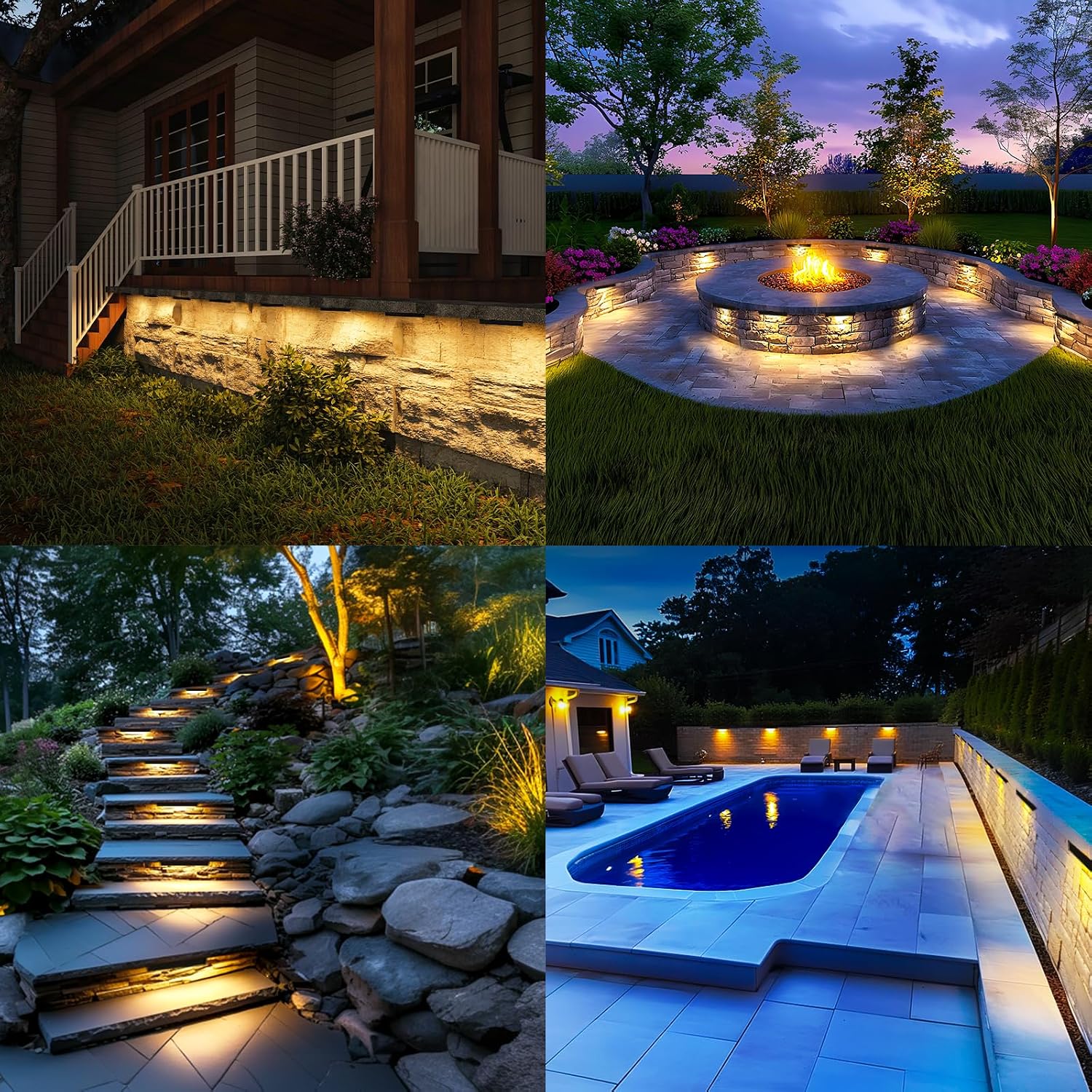 Teekuv 8 Pack 12 Inch LED Hardscape Lighting, 6W Retaining Wall Lights IP65 Waterproof Paver Lights, 12V AC/DC Low Voltage Outdoor Soft White 2700K Landscape Wall Lighting 50,000 Hours Lifespan