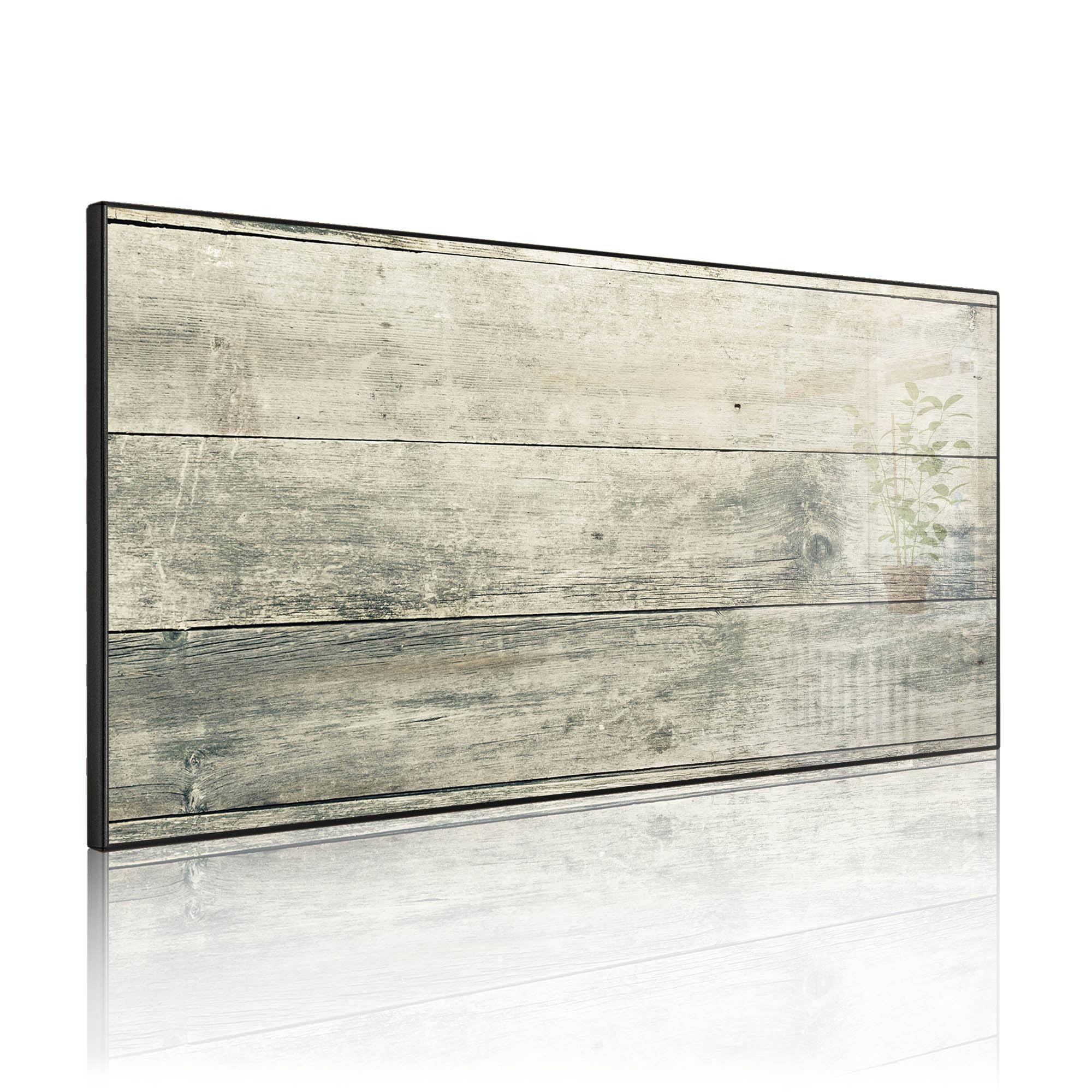 banjado Magnettafel Metall 78 x 37cm - beschreibbare Magnettafel - Metall Pinnwand als Memoboard - Magnetwand Küche, Büro, Kinderzimmer Schwarz inkl. 4 Magnete & Montageset - Motiv Graue Planken