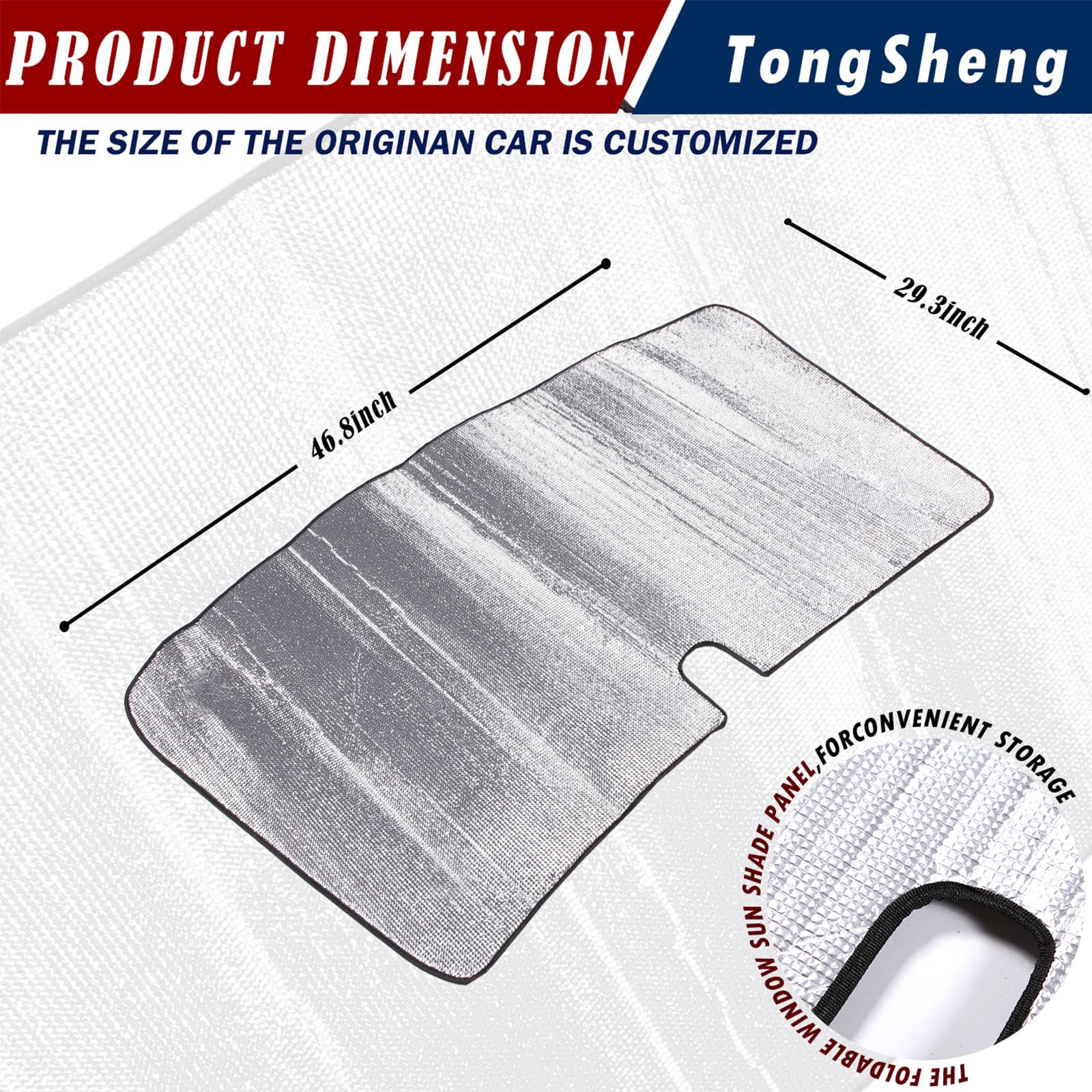 The Original Windshield Sun Shade Compatible with Fiat 500 2010-2024 Abarth 595 2014-2024 Car Windshield Reflective Sunshade Protector Sun Shade Accessories (Silver)