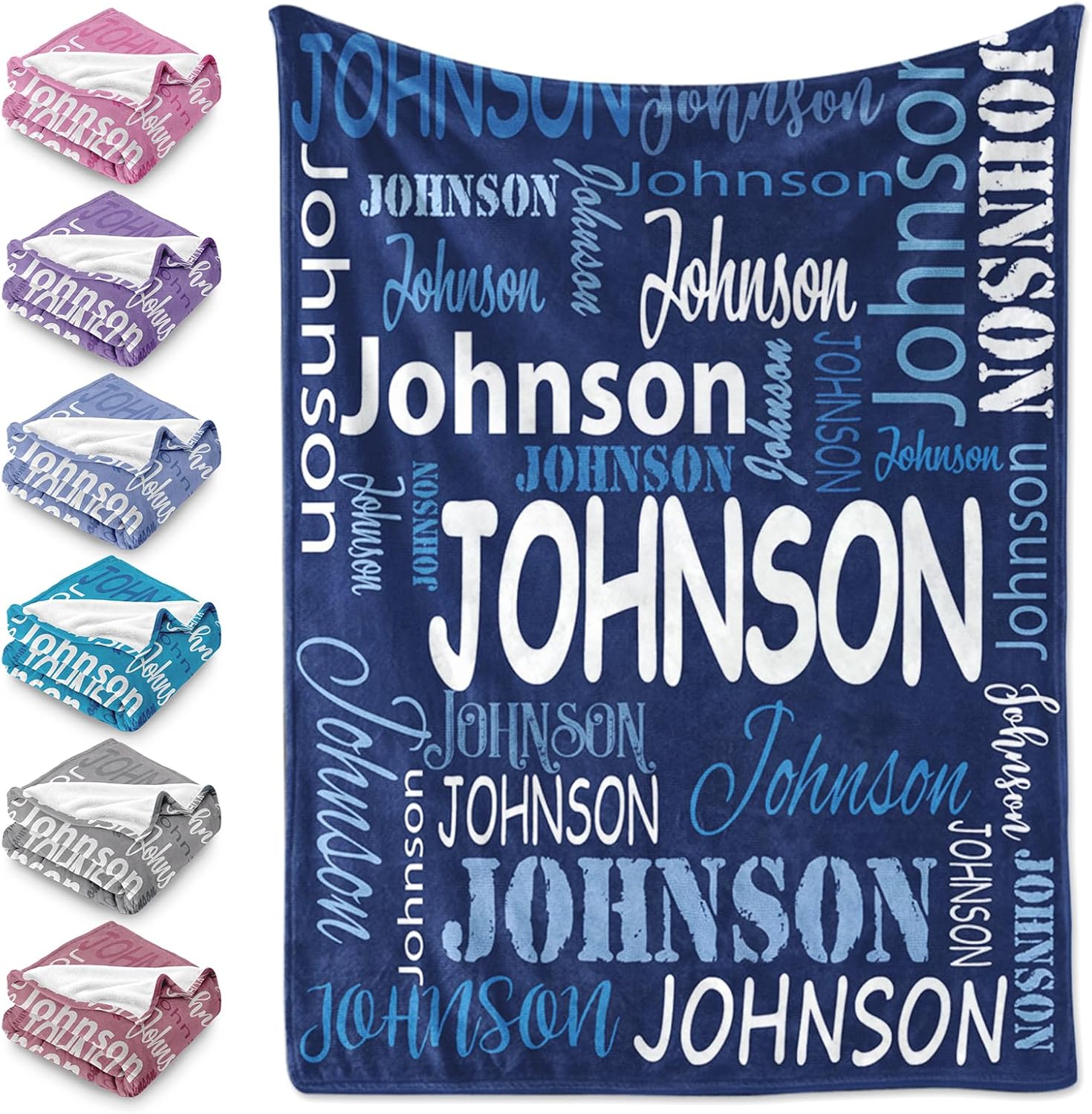 Yoke Style Personalized Blankets for Kids, Custom Baby Blanket with Name, Customized Blanket for Adult Mom on Christmas Birthday Valentines Day