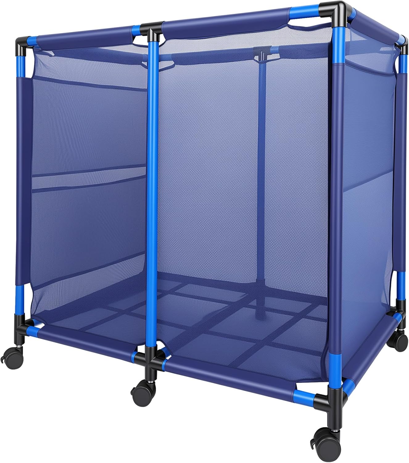 Pool Storage Bin Cart, Rolling Pool Storage Organizer Nylon Mesh Basket for Goggles, Floats, Balls and Floats Equipment (Regular Bin)