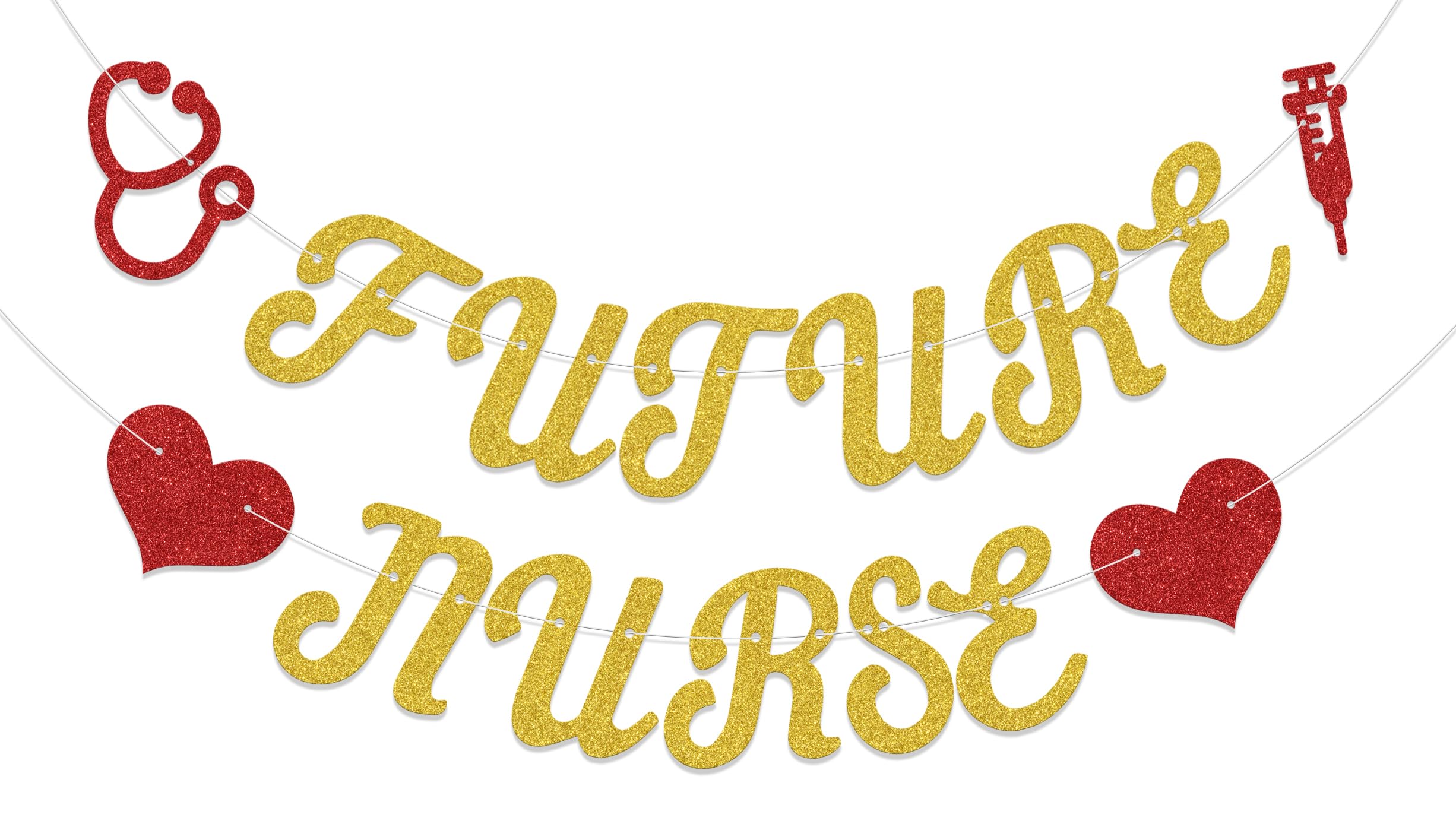Future Nurse Banner,Congrats Nurse Graduation Party Decoration,Class Of 2025 Nurse School Graduation Party Supplies Gold Red