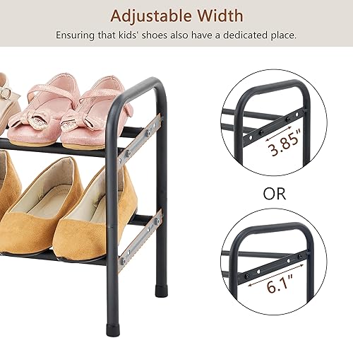 Miniatura 5 de Gewudraw Zapatero de 3 niveles expandible, organizador de almacenamiento de zapatos ajustable de ancho, 41.53 pulgadas, zapatero de metal para