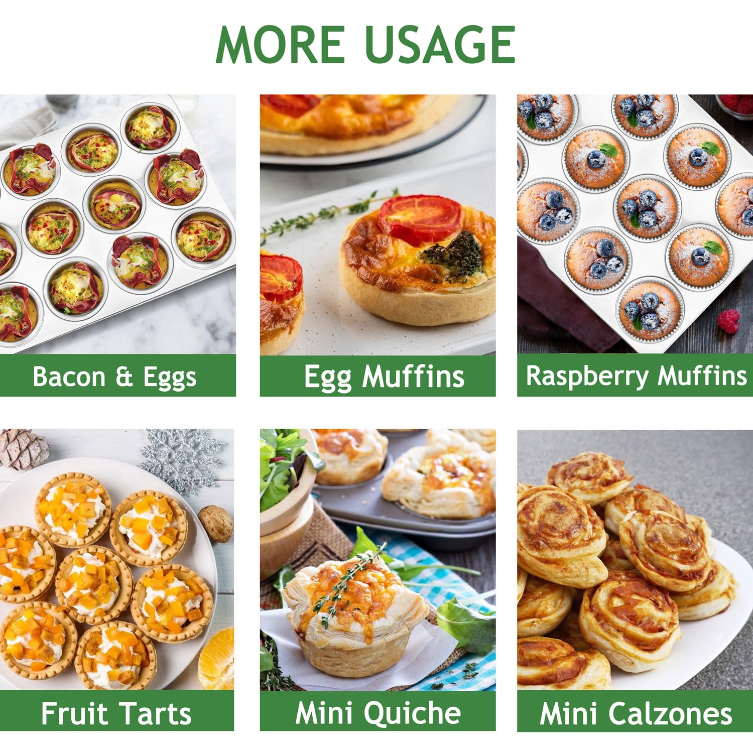Herogo Muffinform aus Edelstahl für 12 Muffins, Quiches, Metall, antihaftbeschichtet, für Backen, Mini-Brownie, normale Größe und leicht zu reinigen, ofen- und spülmaschinenfest, 3 Stück