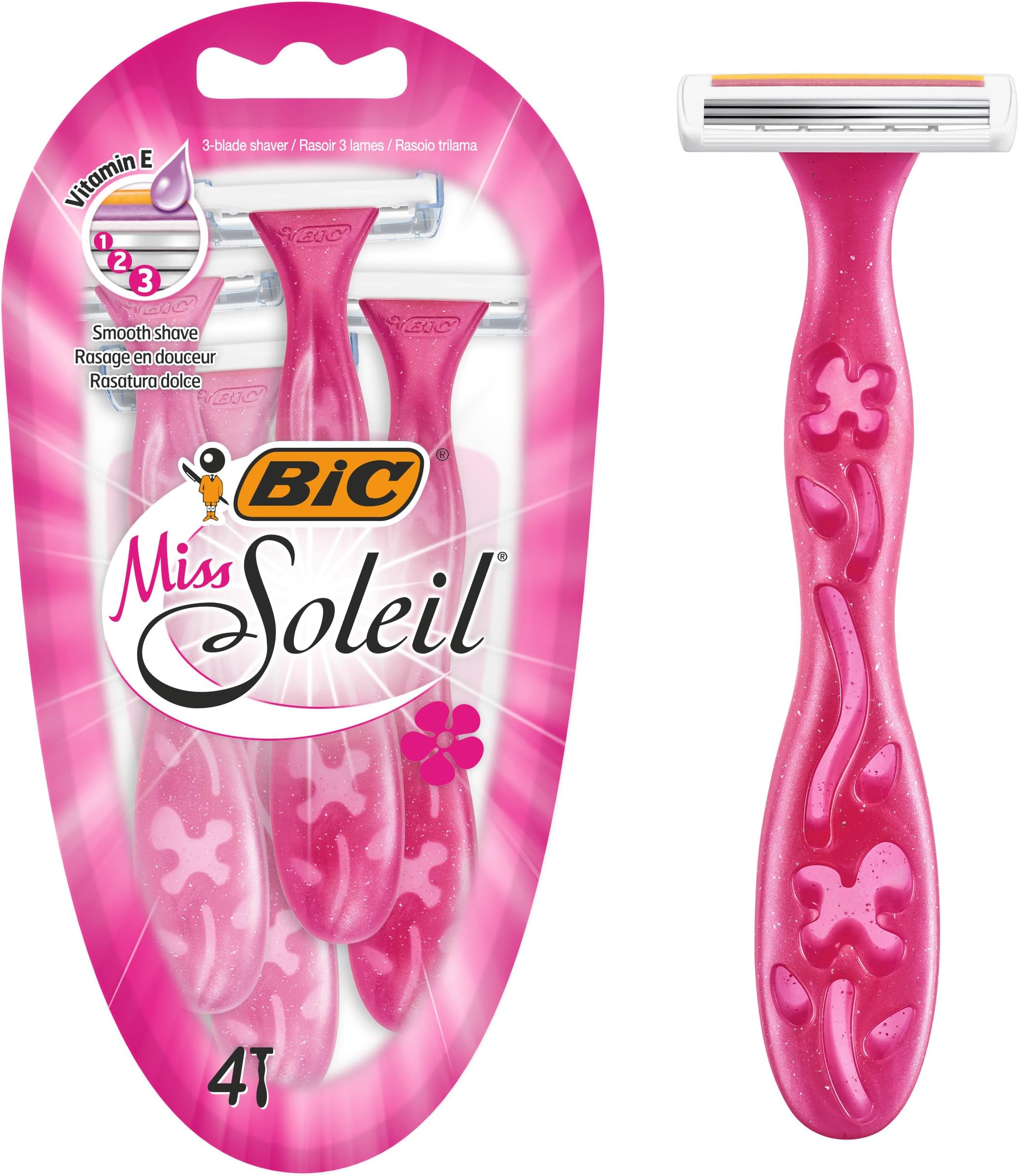 Bic Miss Soleil Disposable Women's Razors, 4 Count, Pack of 4
