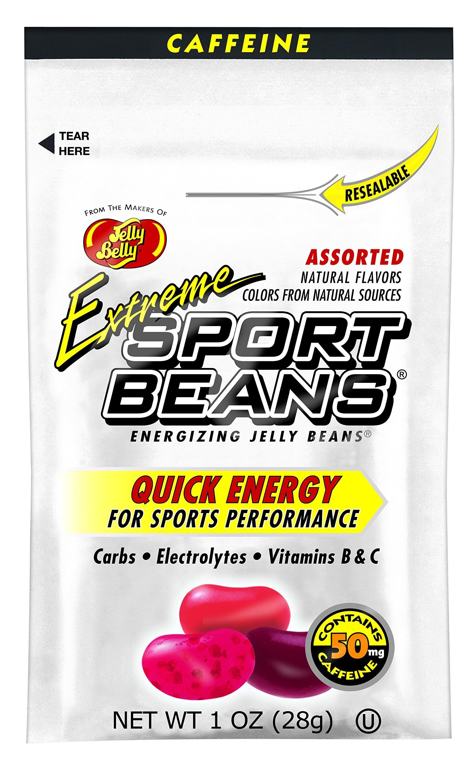 Jelly Belly Sport Beans Extreme: Caffeinated Energy Chews Assortment (24 x 1 oz Pack)