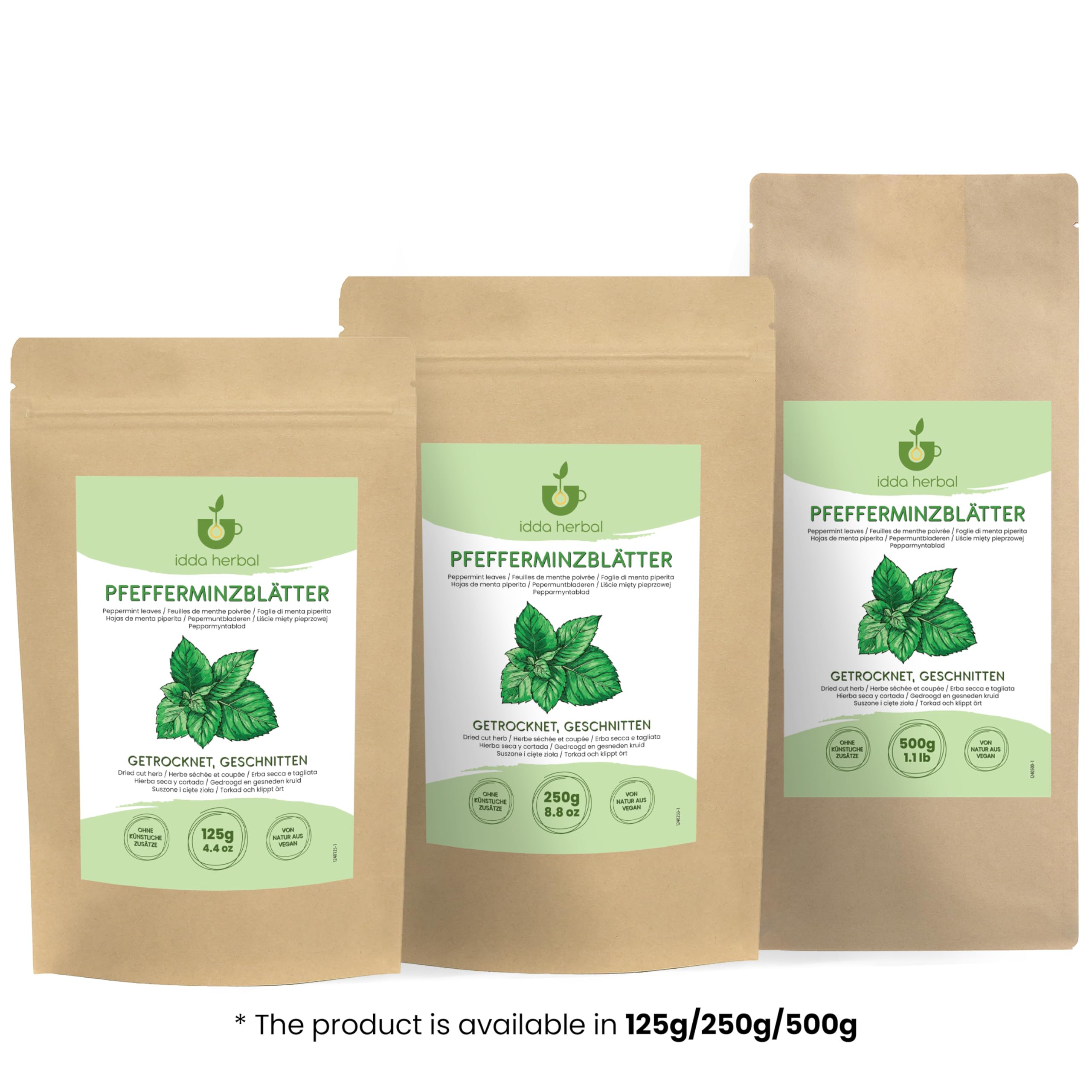 IDDA Herbal Herbata z Mięty Pieprzowej 250g, Suszone Liście Mięty Pieprzowej, Mentha Piperita