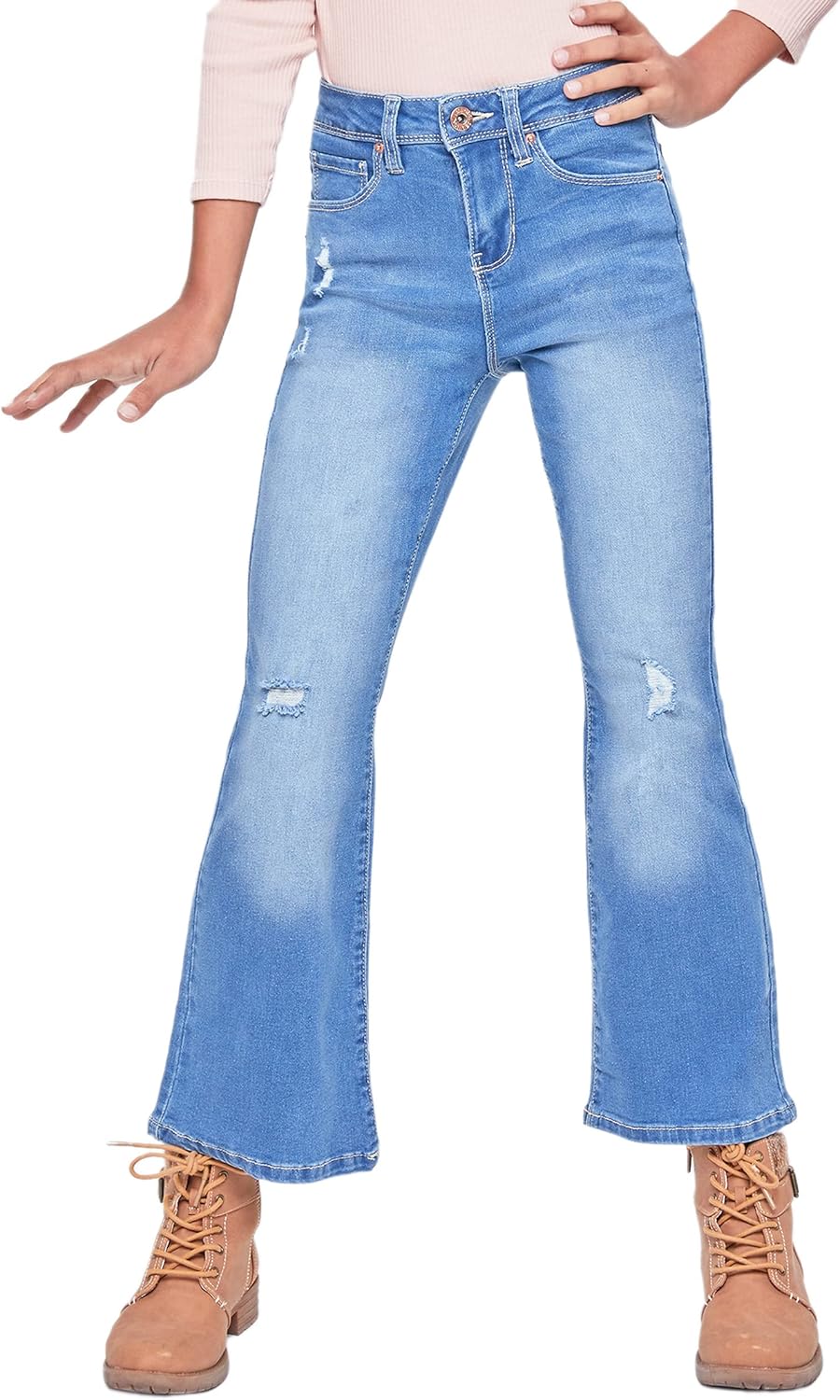Amazon.com: YMI Girls Basic 1-Button Clean Hem Flare Jeans