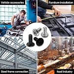 M6 x 35mm 20Pcs Tête plate hexagonale vis de bouchon, vis de tête de chaussettes, 304 Acier inoxydable Surface zinc noir plaqué, filetage complet, pour meubles, bureaux, garages, avec hexagone