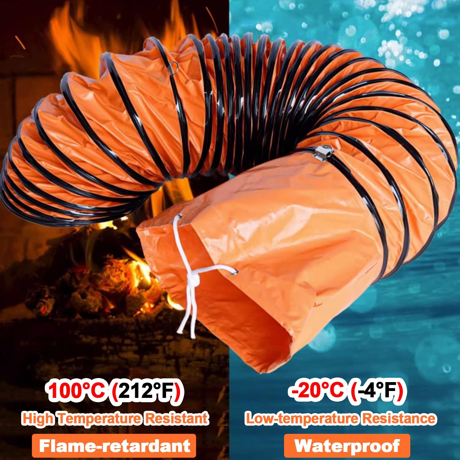 Tubo flessibile in PVC per ventola di scarico del ventilatore, anelli a forma di D per una facile conservazione, tubo di aspirazione dell'aria