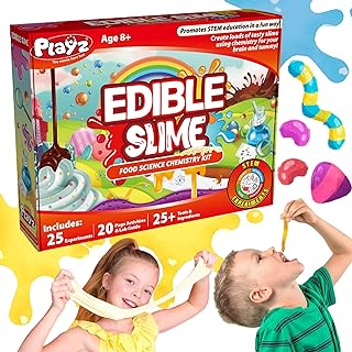 Playz Edible Slime Candy Making Science Kit for Kids Ages 8-12 Years Old - Food Science Chemistry Kid Science Kit with 25 Experiments to Make Slime Chocolates, Educational Science Kits for Boy & Girls