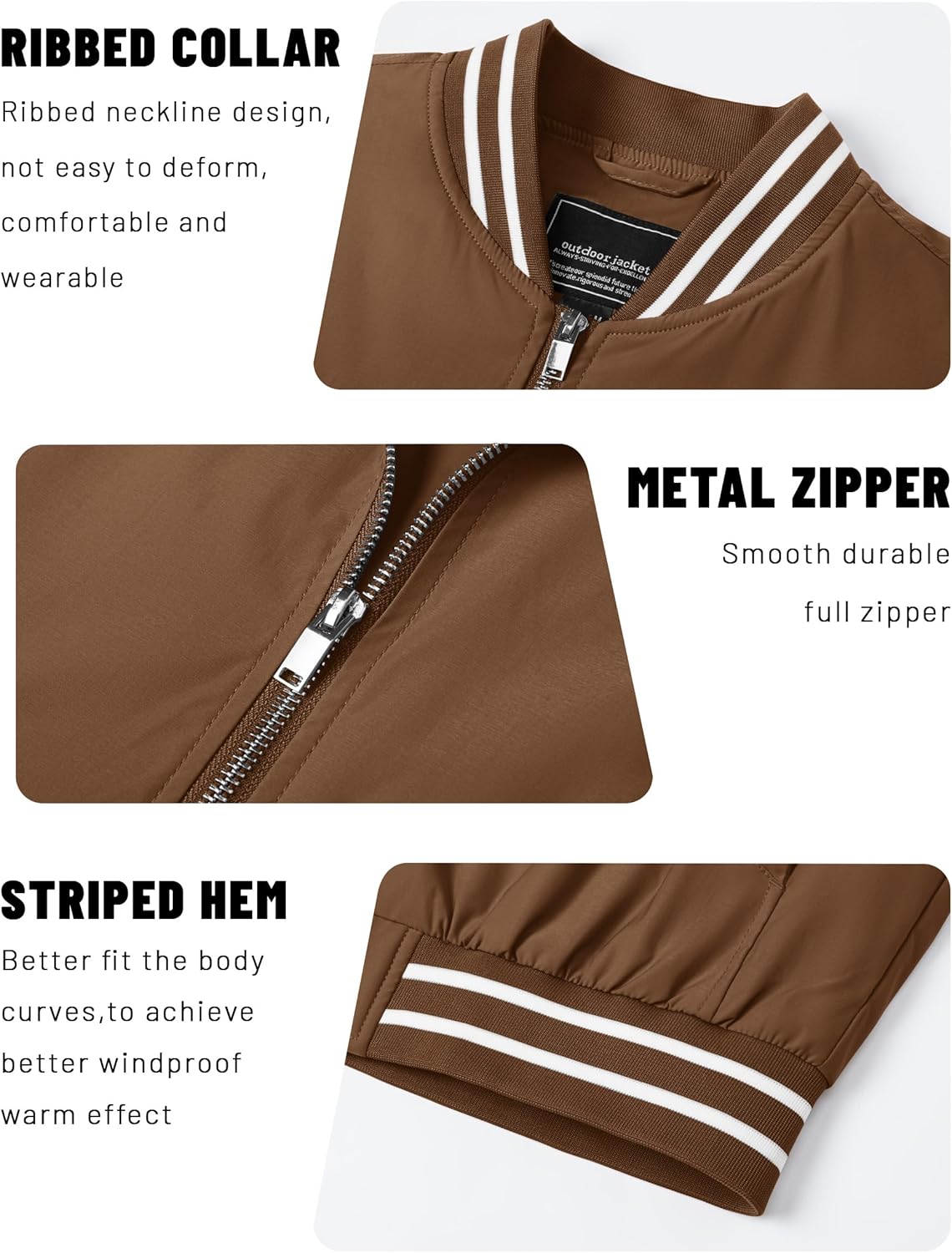 TACVASEN Men's Lightweight Jacket Casual Spring Fall Windbreaker Bomber Zip Up Coat With Pocket - Image 6