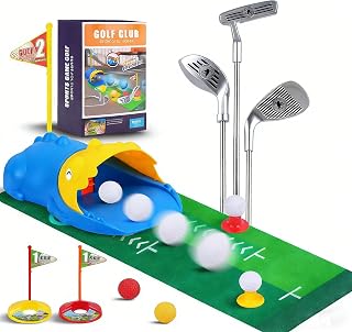 Toddler Golf Set, 3-8 Kids Set with Automatic Ball Return, Mat, Glow Balls, Balls, 3 Clubs & Tees, Indoor & Outdoor Sports Game Toys for 3 4 5 6 7 8 Years Old Boys Girls