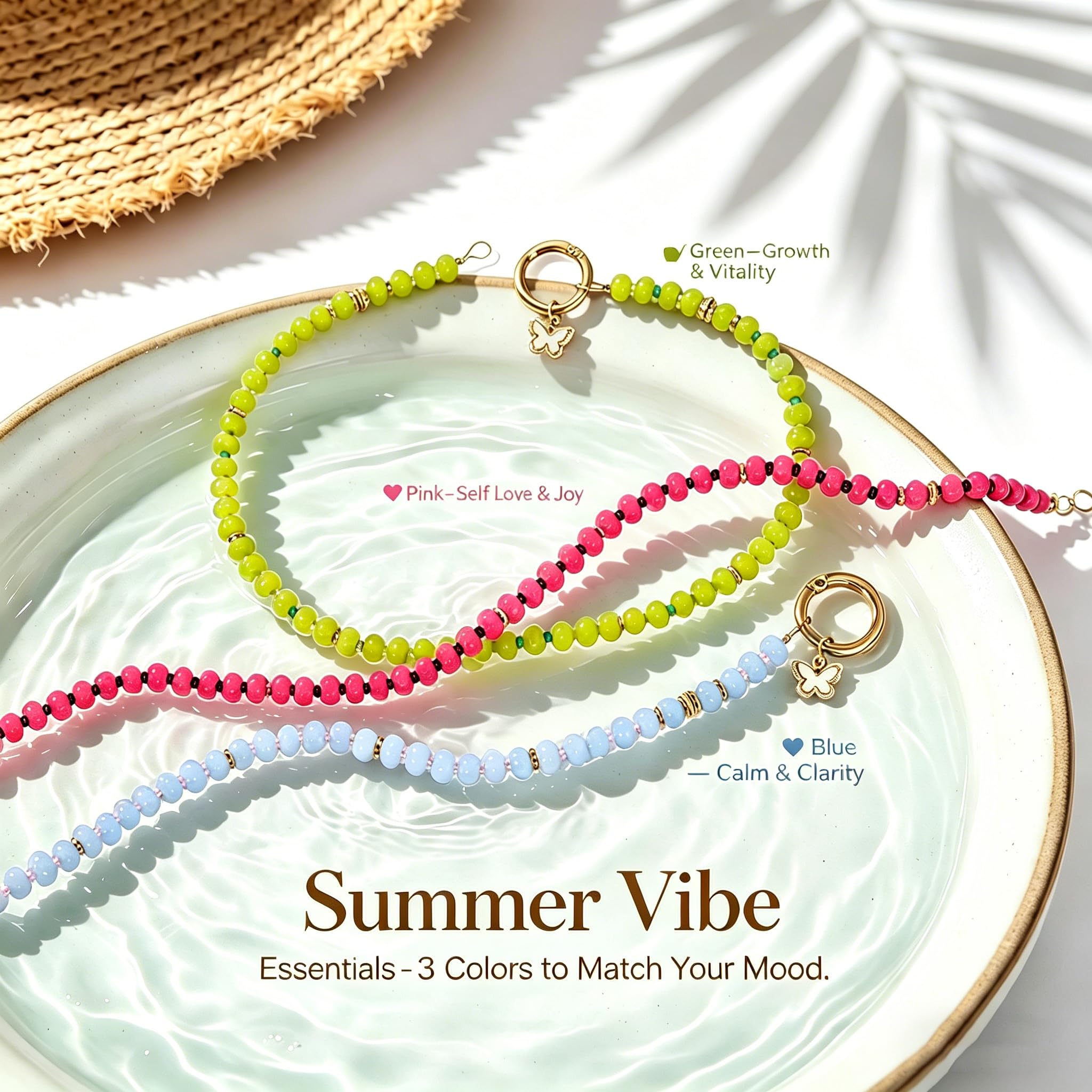 Collana con perline in pietra naturale con ciondolo a forma di