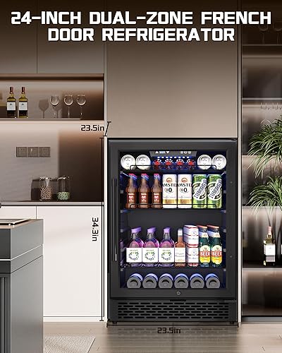 Miniatura 5 de 18 inch Glass Door Beverage Refrigerator  160 Can Mini Fridge for Wine, Beer, Soda, Ideal for Home, Office, or Bar, Under Counter Built-In Design