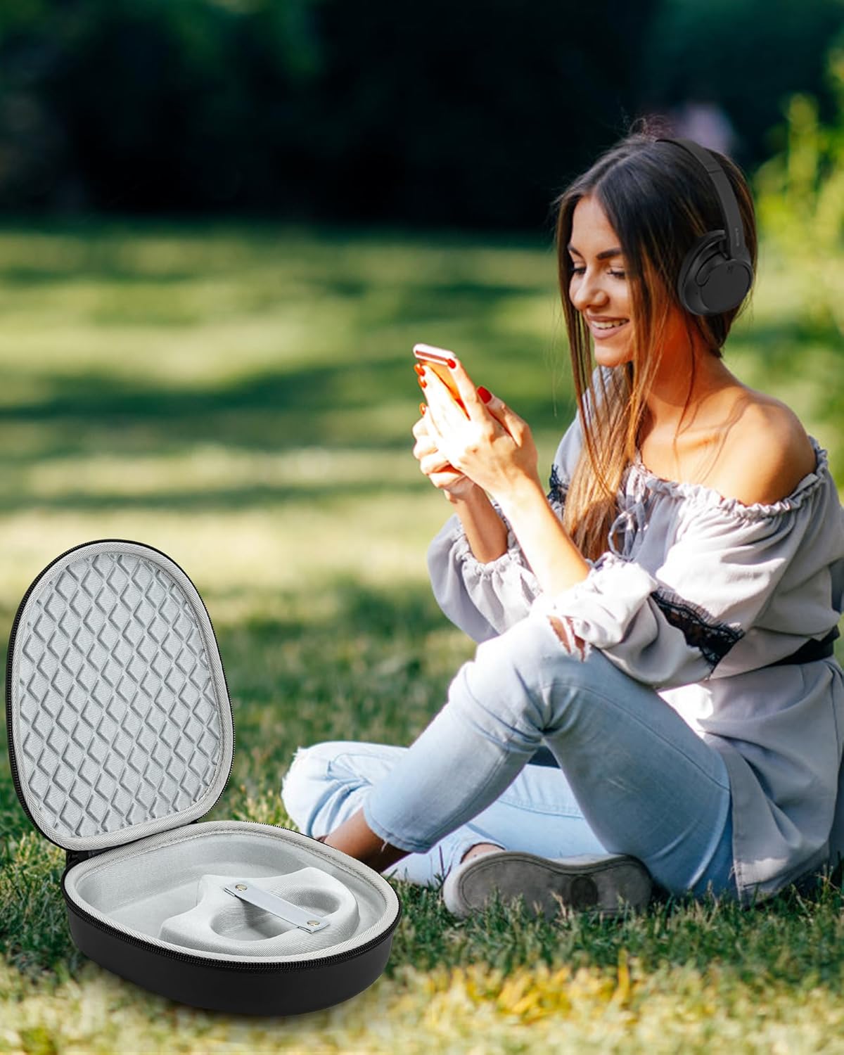 Headphone Case for Sony WH-CH720N Soundcore by Anker Q20i, Hard Portable Over Ear Headphone Carrying Case, Wireless Headphone Storage Protective Case for Travel Home (Black-Pattern) - Image 7