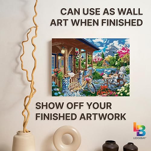 Miniatura 9 de Ledgebay Kit de pintura por números para adultos, lienzo enmarcado para principiantes a avanzados, kit de pintura por números, incluye juego de