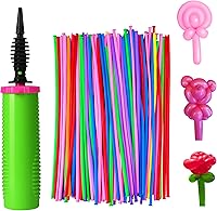 Vista 1 de 100 piezas 260 globos qualatex con 1 kit de bomba de mano, globos profesionales de calidad premium para hacer animales, globos largos de torsión