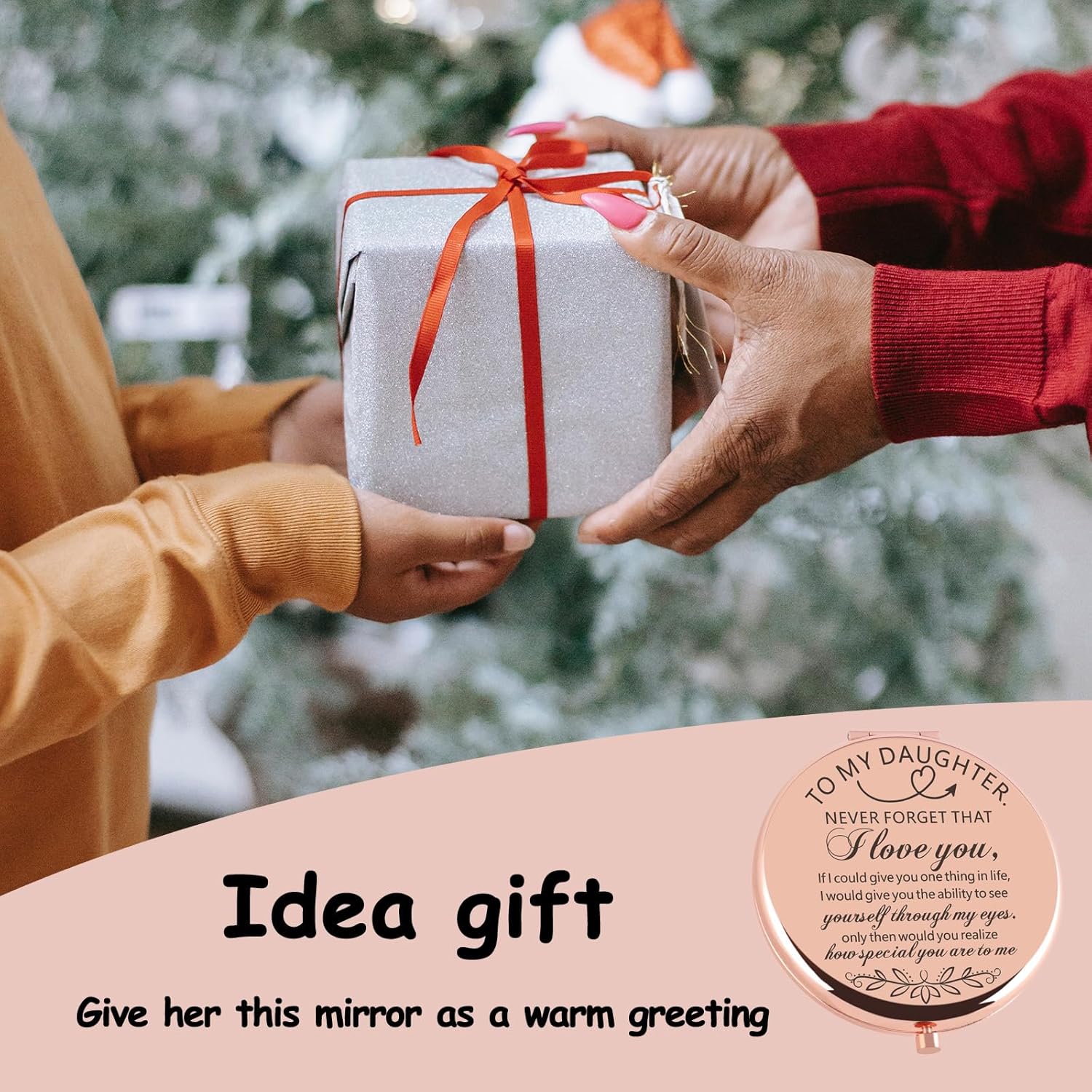 Daughter Gift from Mom Unique Birthday Gifts for Daughter to My Daughter Rose Gold Compact Mirror Christmas Graduation Gifts for Daughter from Mother - Image 5