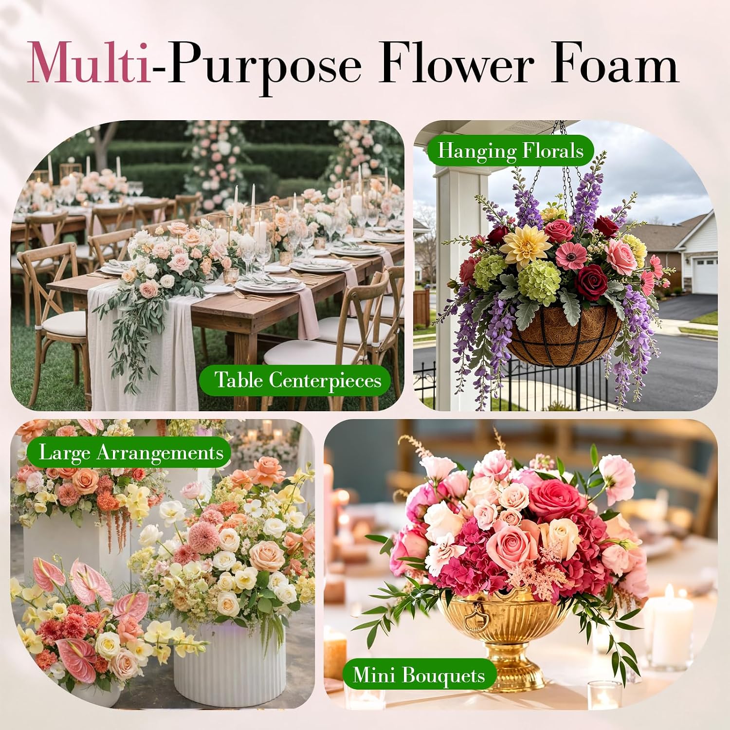 9.8" Round Floral Foam Blocks for Fresh & Artificial Flowers (6 Pack)