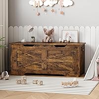 Vista 20 de IDEALHOUSE Cofre de almacenamiento, baúl de juguetes de 39.4 pulgadas para niños y niñas, caja de juguetes grande de madera para niños, banco