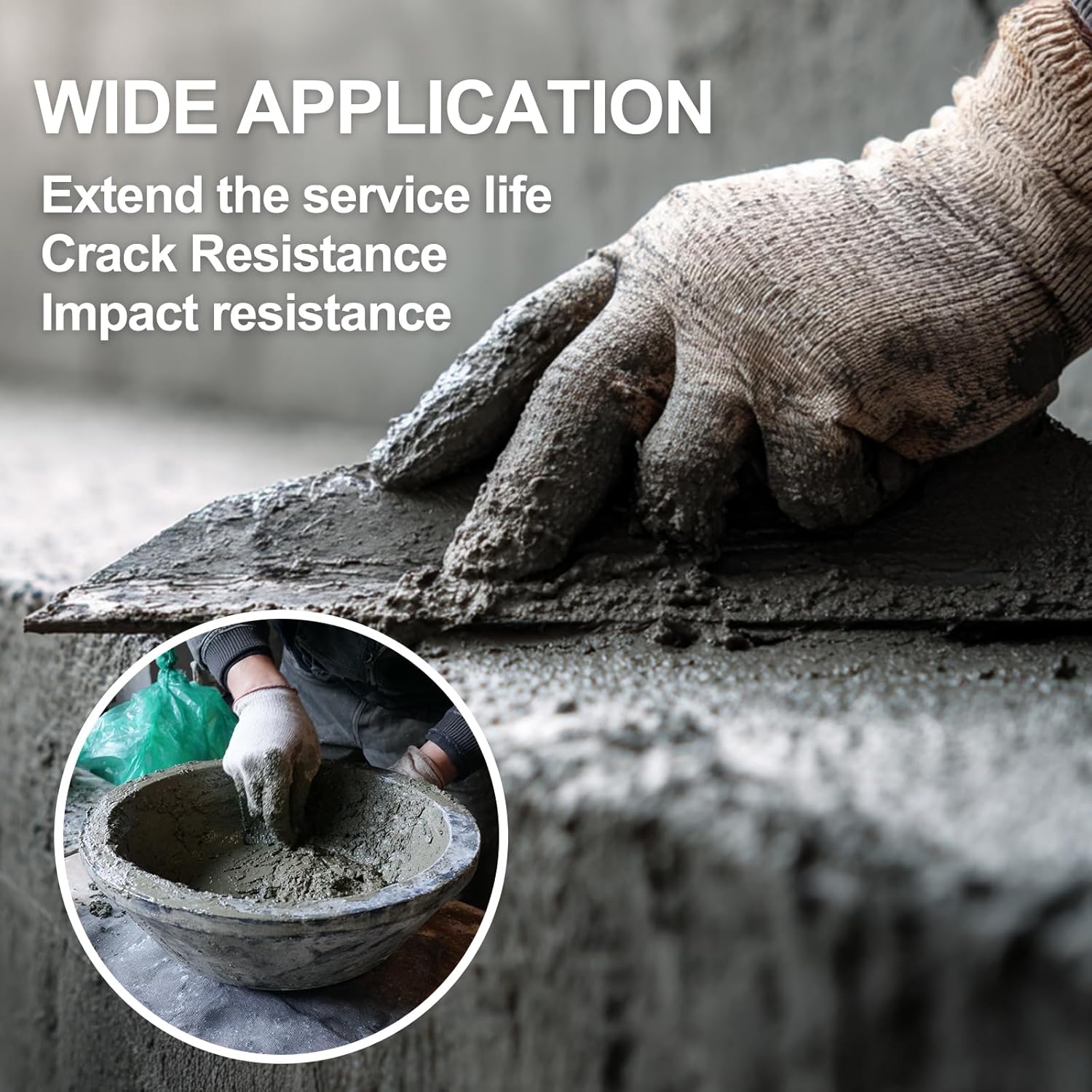 Fiberglass for Concrete Cement Fiber Additive, Chopped Strand Mortar Reinforcement, Concrete Countertop Forms (White, 5LB)