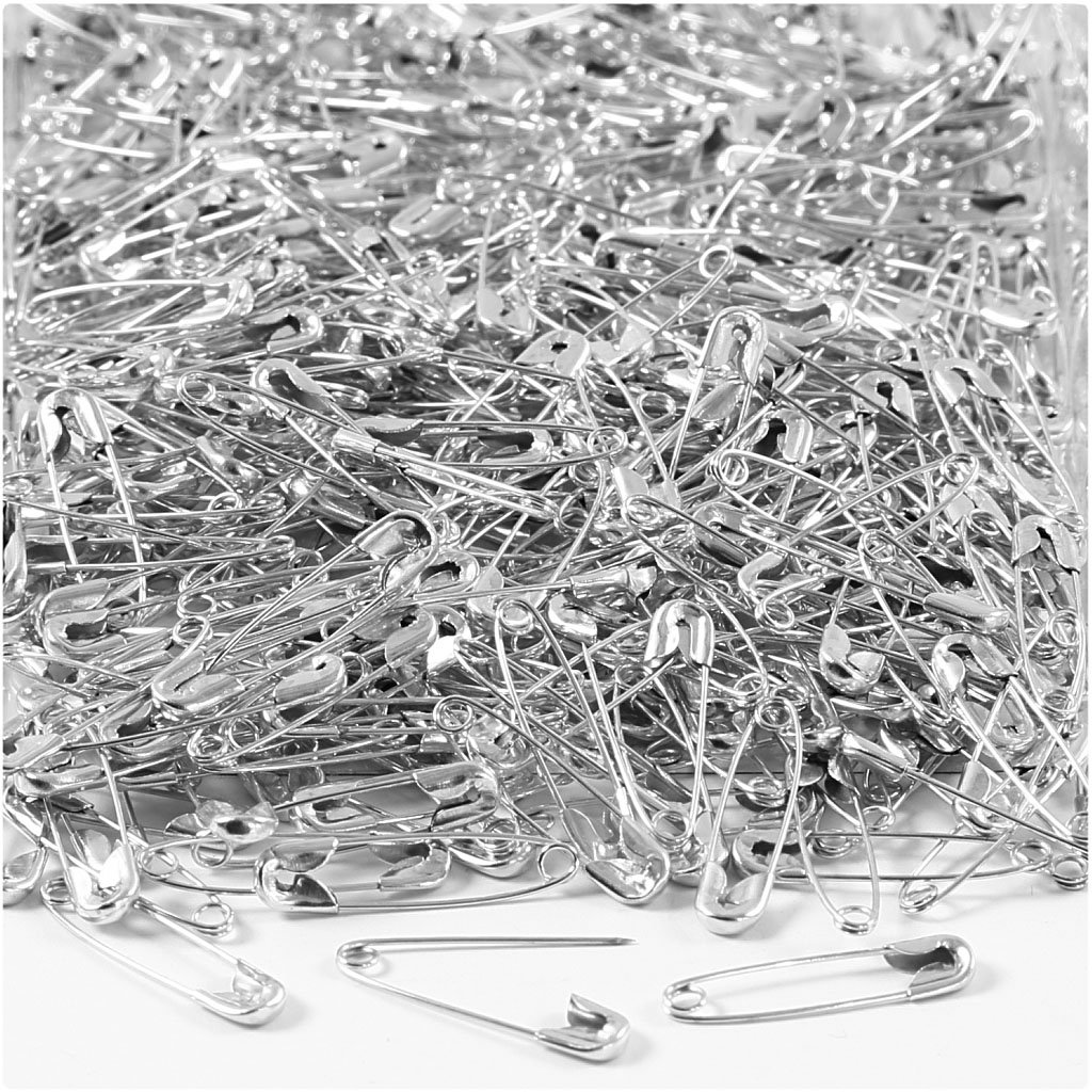 Safety Pins, L: 22 mm, thickness 0,6 mm, silver, 500 pc/ 1 pack