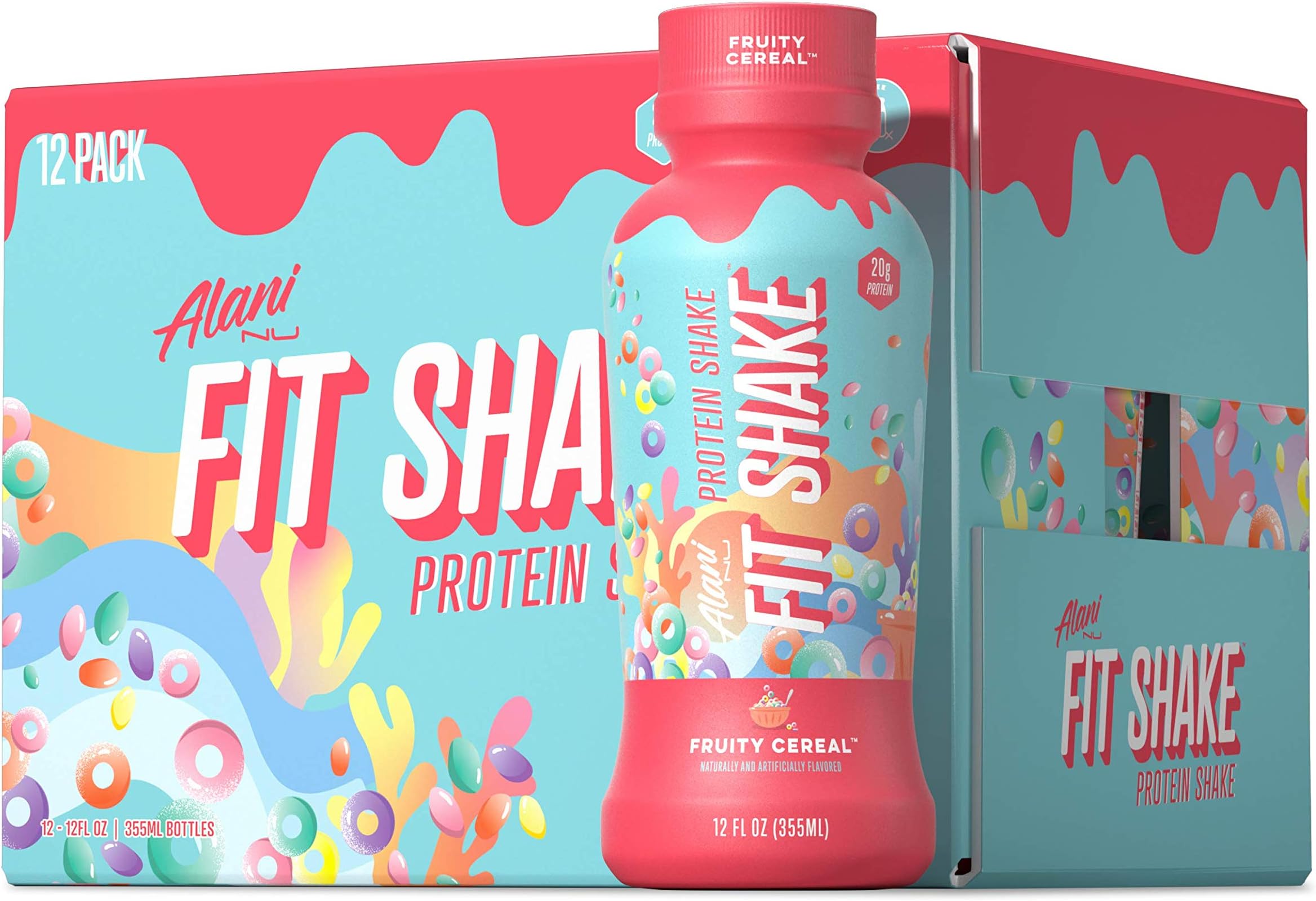 Alani Nu Fit Shake Protein Shake 20G Protein,140 Calories, Lactose Free, Gluten Free, Fruity Cereal (12 Pack)