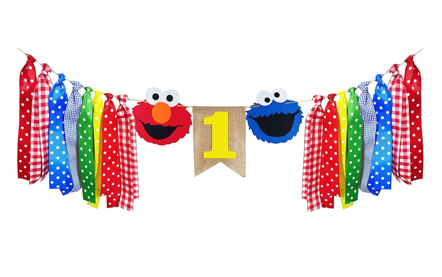 RORARO Elmo Party Supplies First Birthday Banner Cookie monster ONE