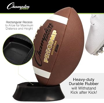 Champion Sports 1 Ground Zero Kickoff Tee Official NFL Football Kicking Tee for Accurate Kickoffs & Field Goals, Textured Top for Secure Ball Grip, Black