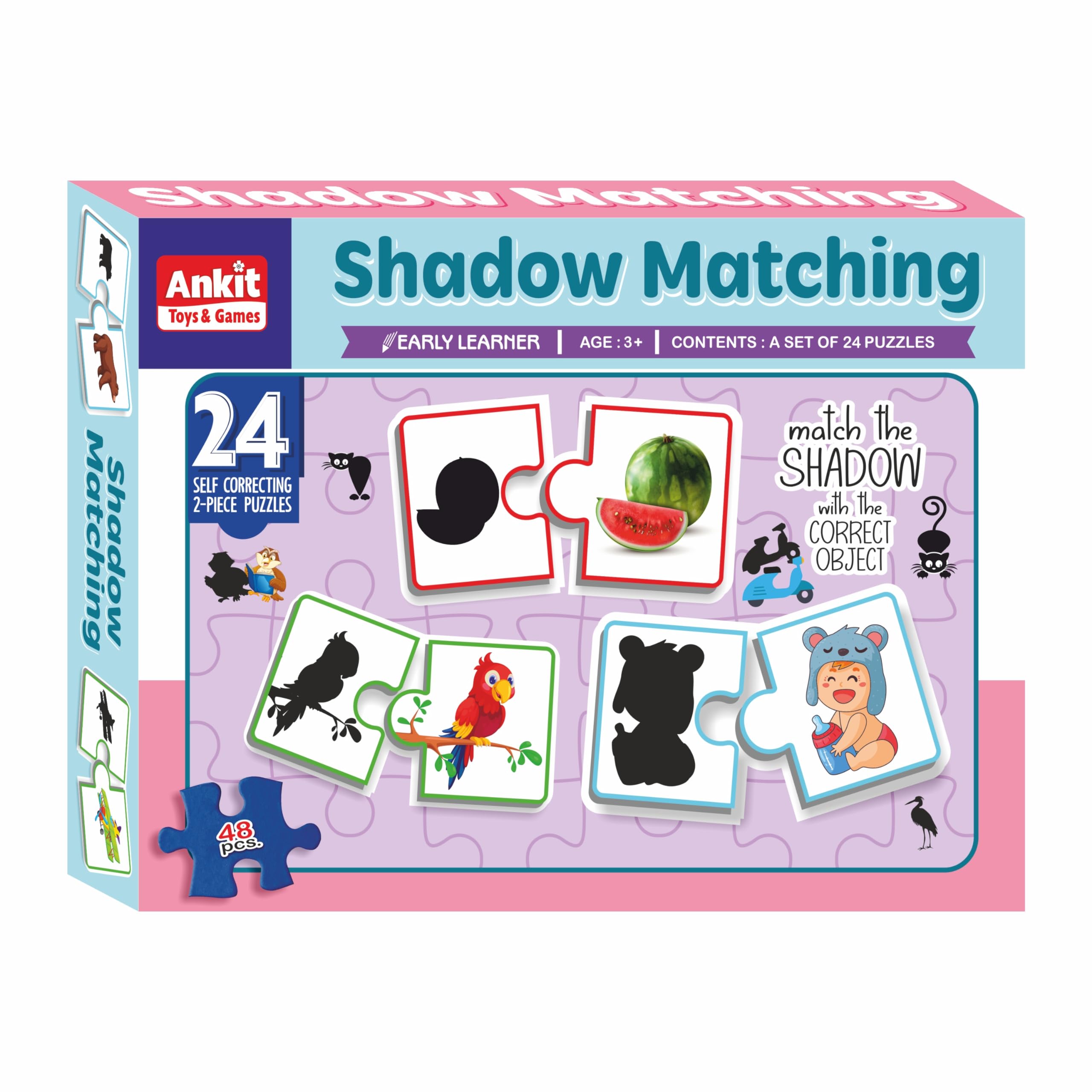 Ankit Toys & Games Shadow Matching Early Learner Puzzle Game for Kids - Educational Jigsaw Toy for Pre-Schoolers 24 Self-Correcting Pairs Develop Visual Recognition & Cognitive Skills Learning Age 3+ (B0CC2GFQWC) Amazon Price History, Amazon Price Tracker