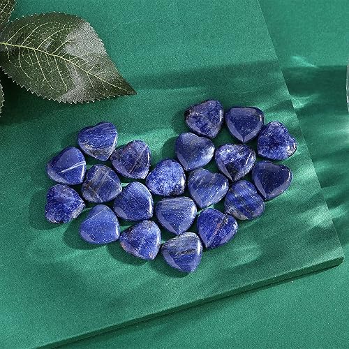 Miniatura 2 de QINJIEJIE 20 PCS Cristales de Corazón de Sodalita Naturales Curativos Cristal Pulido Piedras de Bolsillo Mini Lindas Gemas de Amor de Palma Set a