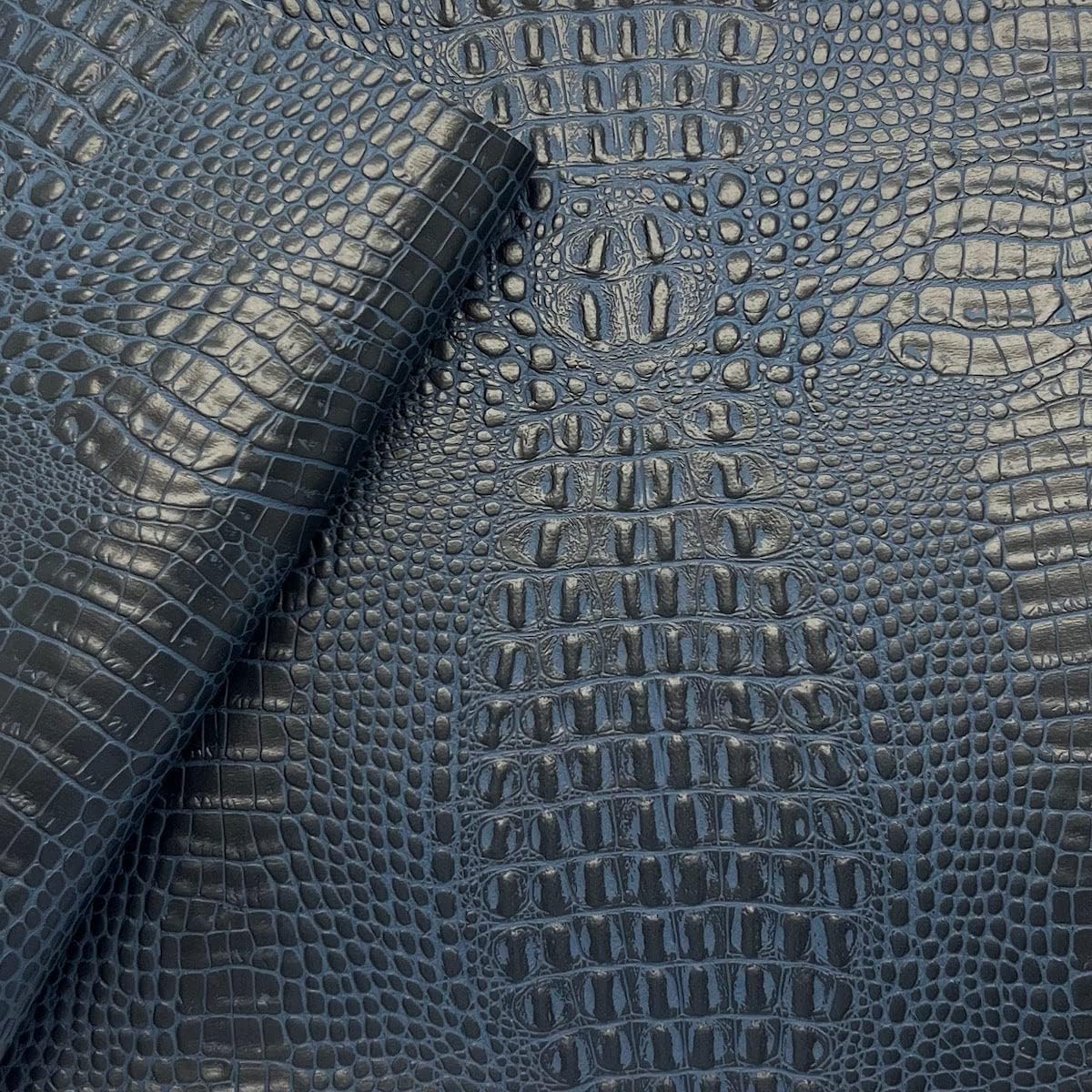 Midnight Blue Marine Gator Upholstery Crafting Outdoor Vinyl Fabric - Sold by The Yard - 54"