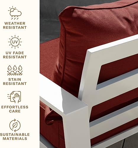 Miniatura 5 de Honeycomb Juego de cojines para patio con textura sólida de henna sólida para exteriores relleno de espuma resistente, resistente a la intemperie,