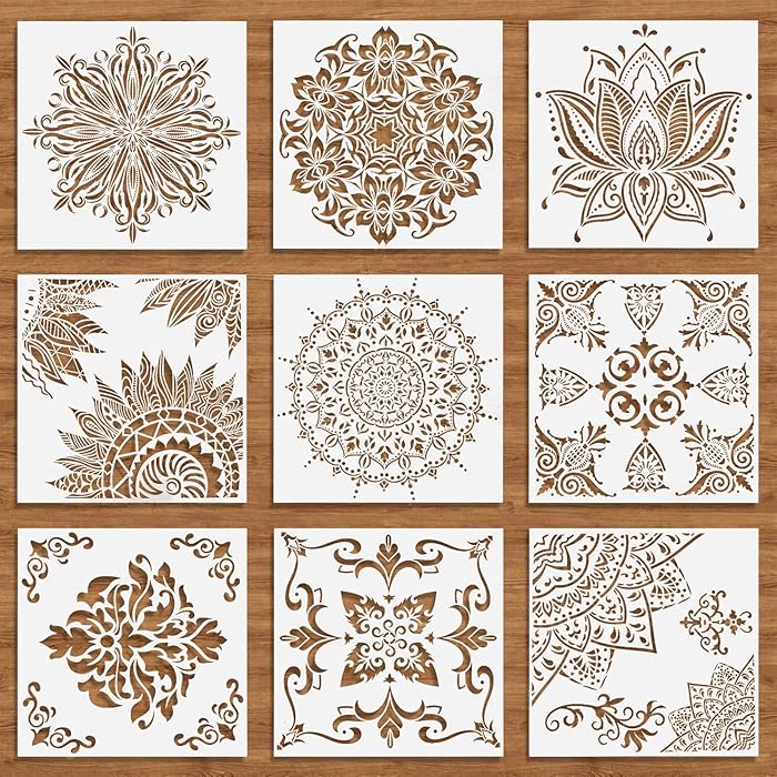 Buy Wedong 9 Pack(12x12 Inch) Large Mandala Stencils, Reusable Stencils