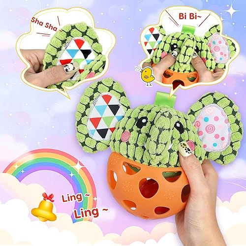 Miniatura 5 de Juguetes de sonajeros para bebés, sonajeros de peluche para bebés recién nacidos, el mejor regalo para niñas y niños (elefante)
