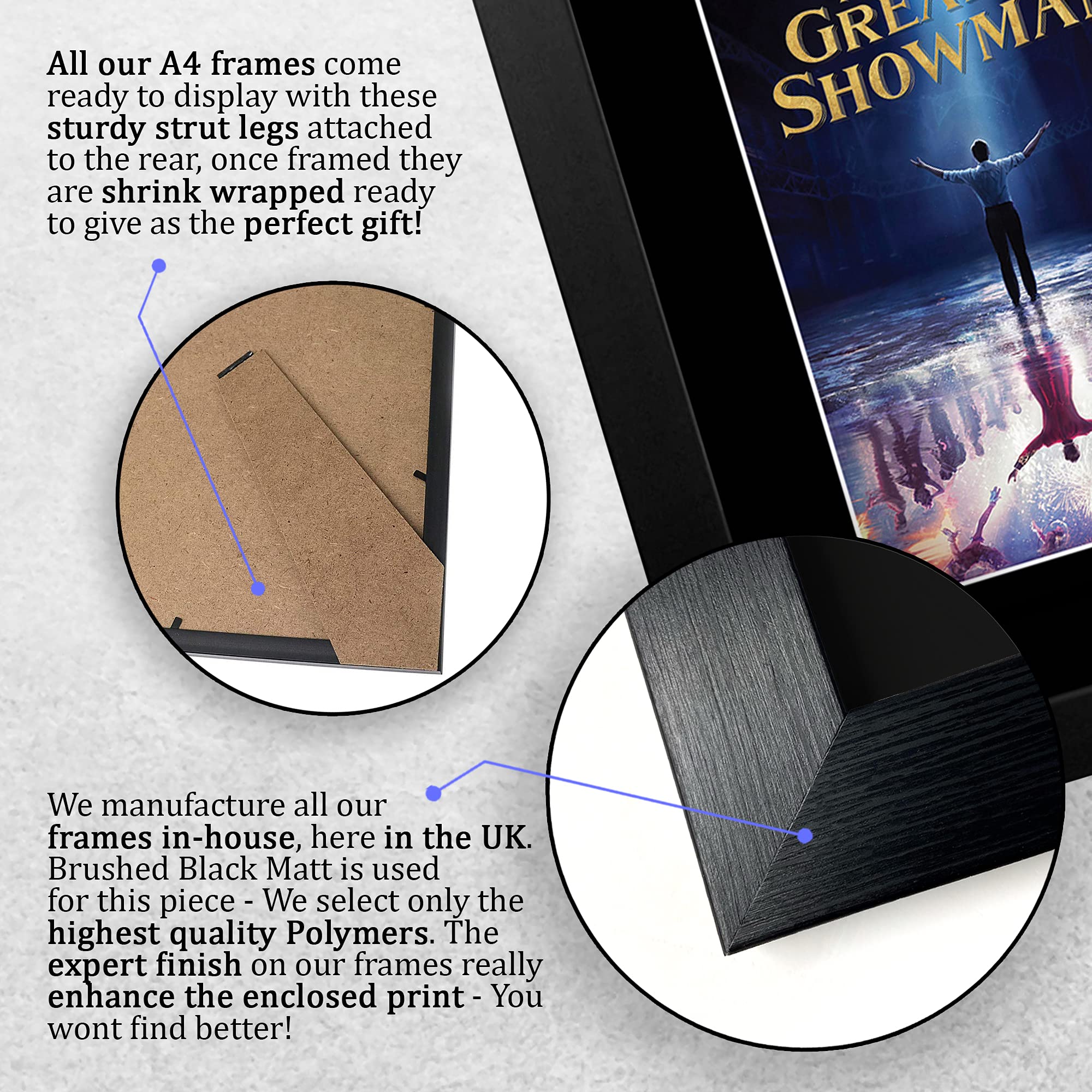 HWC Trading The Greatest Showman A4 Incorniciato Firmato Regalo Visualizzazione Delle Foto Print Immagine Autografo Stampato Per Hugh Jackman Gli Appassionati Di Cinema
