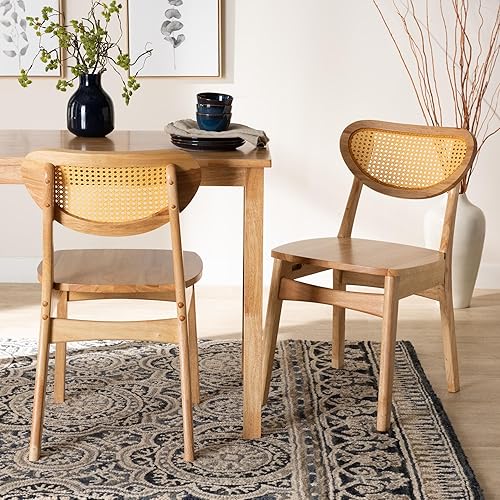 Miniatura 2 de Baxton Studio Nenet - Juego de 2 sillas de comedor, color marrón roble/marrón claro