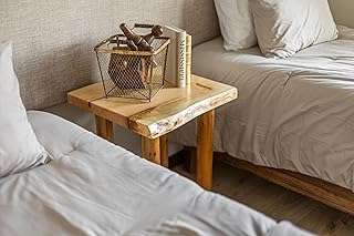 SRL Rustic Log End Table Pine & Cedar – Small Indoor End Table, Wood End Table, Lamp Table, Plant Table, Night Stand Table (Natural)